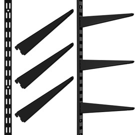 Colingmill 8 Pcs Black Twin Rail Upright Wall Shelving System 25 Inch with Adjustable Shelf Bracket 11.5 Inch Heavy Duty Storage Rack Metal Support System for Kitchen Closet Home Indoor