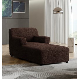 Chaise Lounge Cover - Lounge Sofa Covers - Lounge Chair Cover- Soft Polyester Fabric Slipcovers - 1-piece Form Fit Stretch Furniture Slipcover - Microfibra Collection - Dark Brown (Chaise Lounge)