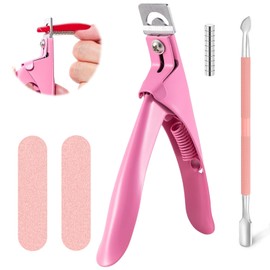 Nail Clippers Tip Cutters for Acrylic False Fake Gel,Professional Nail Art Manicure Tool with 10 Pcs Magnets,2 Pcs Rubbing Strips and 1 Pcs Steel Cone