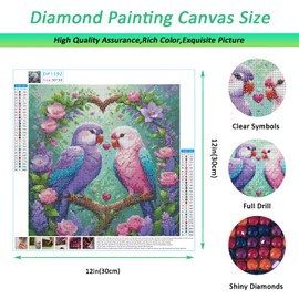 Auremi Birds Diamond Painting Kits for Adults,5D Diamond Art Kits for Beginners,Round Full Drill Animal Diamond Painting Art,DIY Painting by Numbers Diamond Art Painting 12x12 inch