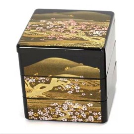 Made in Japan Japanese Lacquer Stack Lunch Bento Box 3-Tier 3.5"L Yoshino Sansui Made in Japan