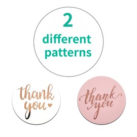 2 Rolls of 3.8 cm Thank You Stickers,1000 Pieces Foil Stamped Thank You Stickers for Bakery Packaging,Envelope Seals, Small Business, White Sticker Labels for Wedding, Birthday, Party Gift wrap Bags