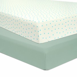 Little Peaches Baby Crib Sheets Neutral - Super Soft Toddler Bed Sheets for Standard Crib Mattress, Crib Sheets for Boys & Girls, Stretchy Knit Fitted Crib Sheet, 2 Pack - Polka Dot-Blue & Cool Blue