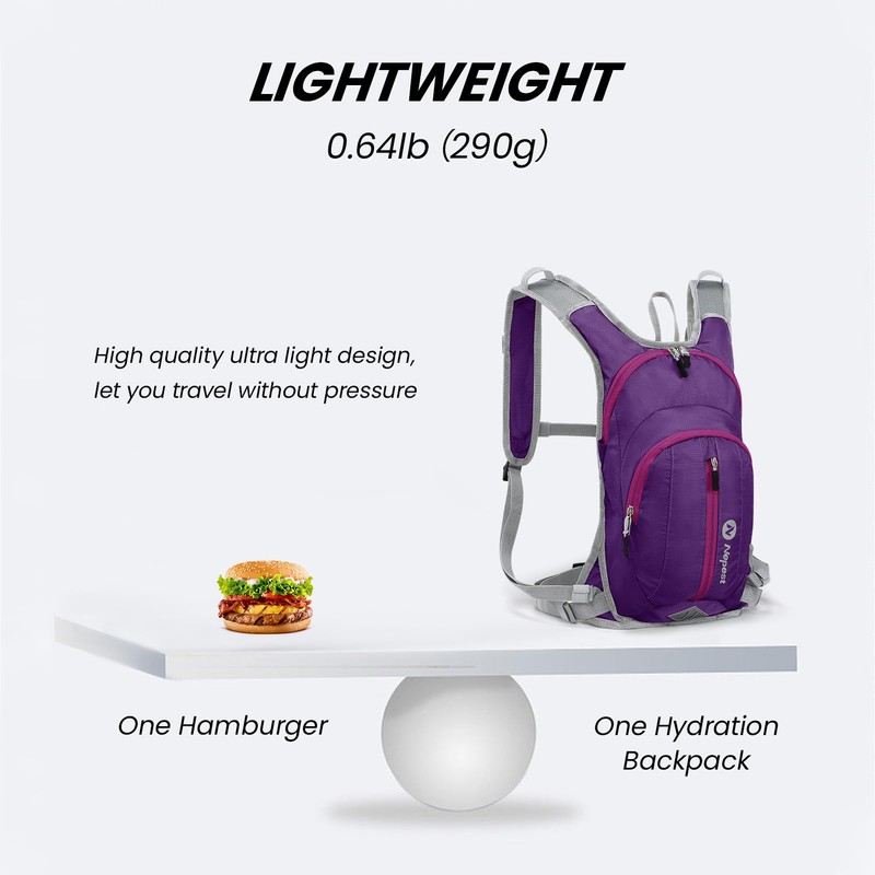 Nepest Hydration Pack Backpack with 2L Water Bladder, Lightweight Water