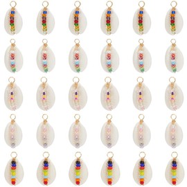 SUNNYCLUE 1 Box 30Pcs Natural Shell Charms Boho Seashell Charms Bulk Hawaii Summer Beaded Sea Beach Pendants for Jewellery Making Supplies DIY Craft Necklace Bracelet Earring Marine Enthusiasts Adults