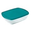 Pyrex Transparent Rectangular Dish With Lid, 1,1L, green
