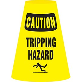 Accuform Signs FBC913E Vinyl Traffic Cone Cuff Sleeve, Legend "Caution Tripping Hazard" with Graphic, Black on Yellow