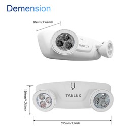 TANLUX LED Emergency Lights with Battery Backup, Two Head Adjustable Commercial Lights, UL Listed, AC 120/277V, Hardwired for Business - 1 Pack(White)