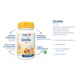 LongLife® Clorofilla | Con clorella e spirulina | Antiossidante naturale | Depurazione e difese immunitarie | Fino a 2 mesi di trattamento | Vegano e senza glutine