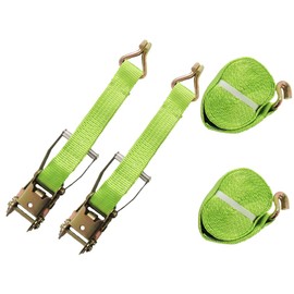 Ratchet Straps 50MM 12M 5T X2 (Tie Down Heavy Duty Cargo Hi Vis Trailer Lashing Recovery Claw J Hook)