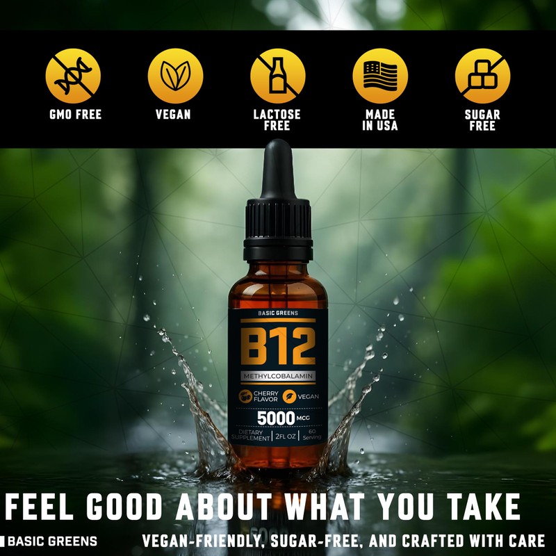 Vitamin B12 Sublingual Liquid Drops 5000 mcg – Vegan Methyl