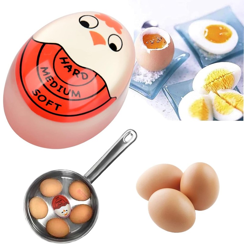 JINJUMEI Pack of 4 Egg Timers for Cooking (Soft/Medium/Hard) Colour-Changing