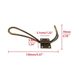 Beilala Wire Coat Hooks Bronze, 5 Pack Vintage Iron Wall Hooks Heavy Duty Double Metal Hangers with Screws for Coat, Jackets, Hats, Keys, Bags, Robes, Towels