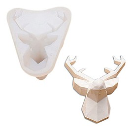 Duawenki Geometric Deer Head Shape Car Freshie Silicone Mold for Making Soap Aroma Beads Car Freshie, Pendant, Candle, Resin