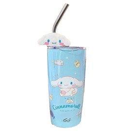 Tumbler with Lid and Straw Stainless Steel Cute Anime Cartoon Iced Insulated Coffee Cup for Office Travel Home Blue