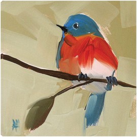 Fine Art Canvas Bluebird No. 21 Canvas Wall Decor by Artist Angela missman for Living Room, Bedroom, Bathroom, Kitchen, Office, Bar, Dining & Guest Room - Ready to Hang - 32 in x 32 in