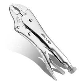 WORKPRO 10-inch Curved Jaw Locking Pliers, Chromium-Vanadium Steel Vice Grips With Wire Cutter, Adjustable Vise Grips for Clamping Twisting Welding