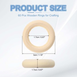 PATIKIL 30 mm/1.2 Inch Wooden Rings for Crafting, 60 Pcs Natural Wood Rings Unfinished Macrame Rings Circle Without Paint for Crafts Pendant Connectors Crochet Jewelry Making