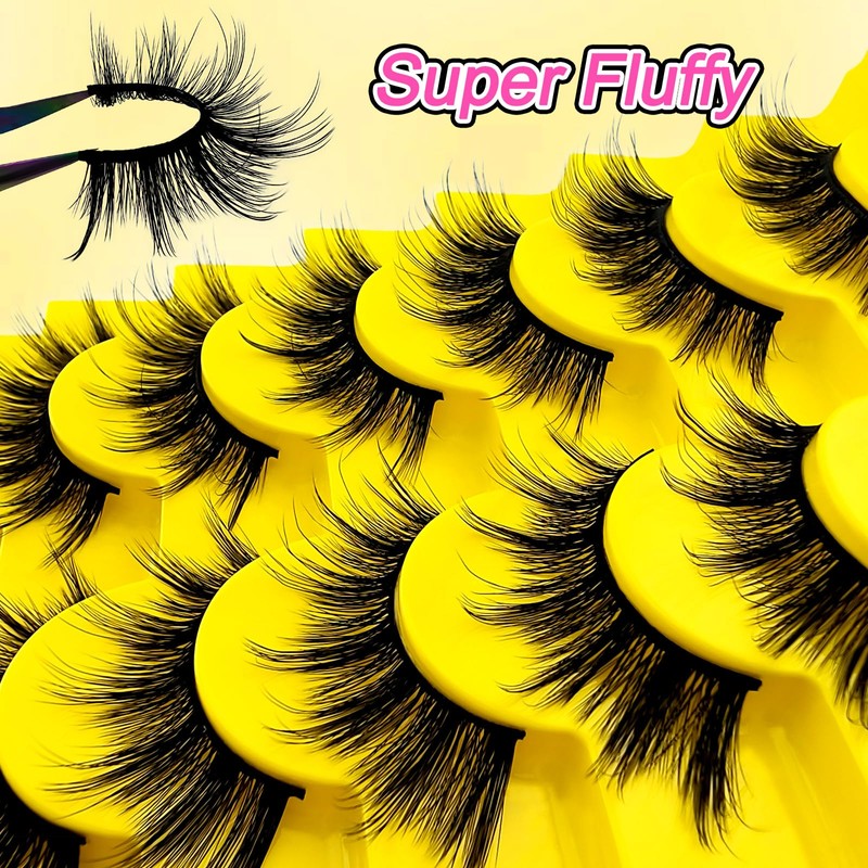 7 Pairs of 3D False Eyelashes, Cat Eye, Fluffy Volume,