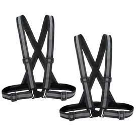 PATIKIL Reflective Safety Vest, Pack of 2 Hi-Vis Safety Vests, Adjustable High Visibility Reflective Strips for Traffic Control, Outdoor Jogging, Black