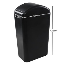 Leendines Waste Can with Swing Lid, 14 L Plastic Trash Bin (Black)