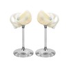 Set of 2 White Conch Shell Wine Glasses, Glass base,