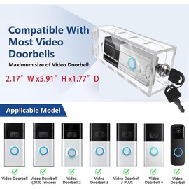 PILISPARK Anti-Theft Video Doorbell Mount Compatible with Most Video Doorbell, Acrylic, Highly Transparent Doorbell Lock Box Kit for houses, apartments, businesses, Need to Drill