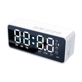 Digital Alarm Clock with BT Speaker,  Mirror LED Display Clock with Dual Alarms for Bedroom HIFI Speaker Support TF Card