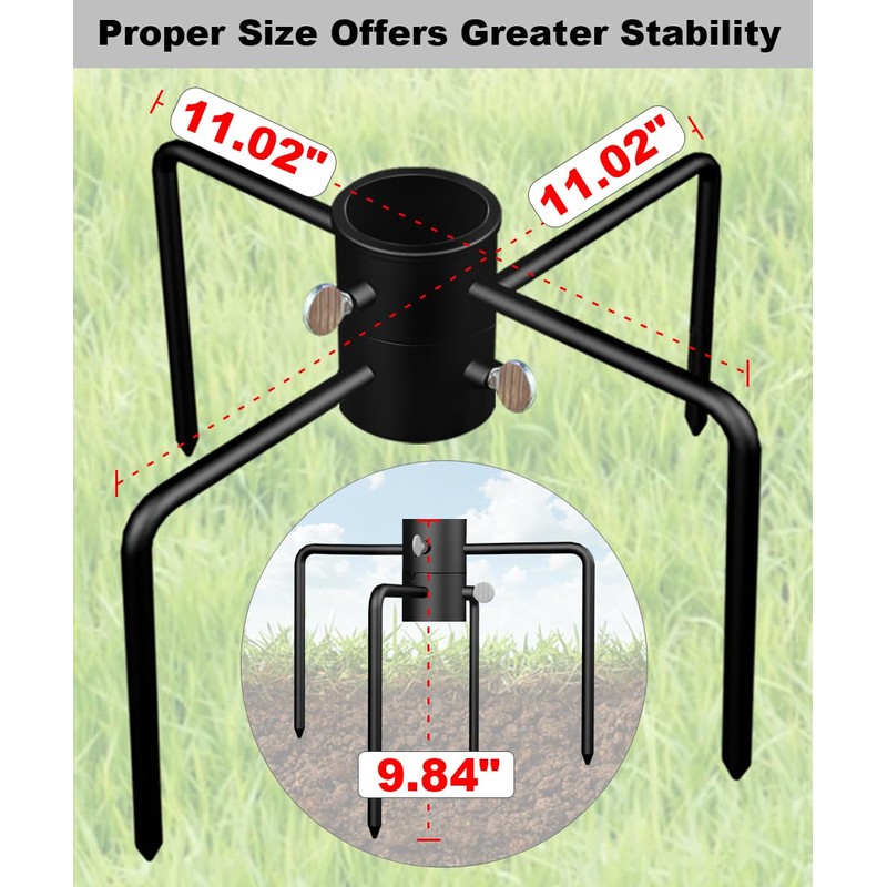 Garbuildman Pole Stabilizer Stand Applies to 1.41"/1.81”/2.12” Poles with 2