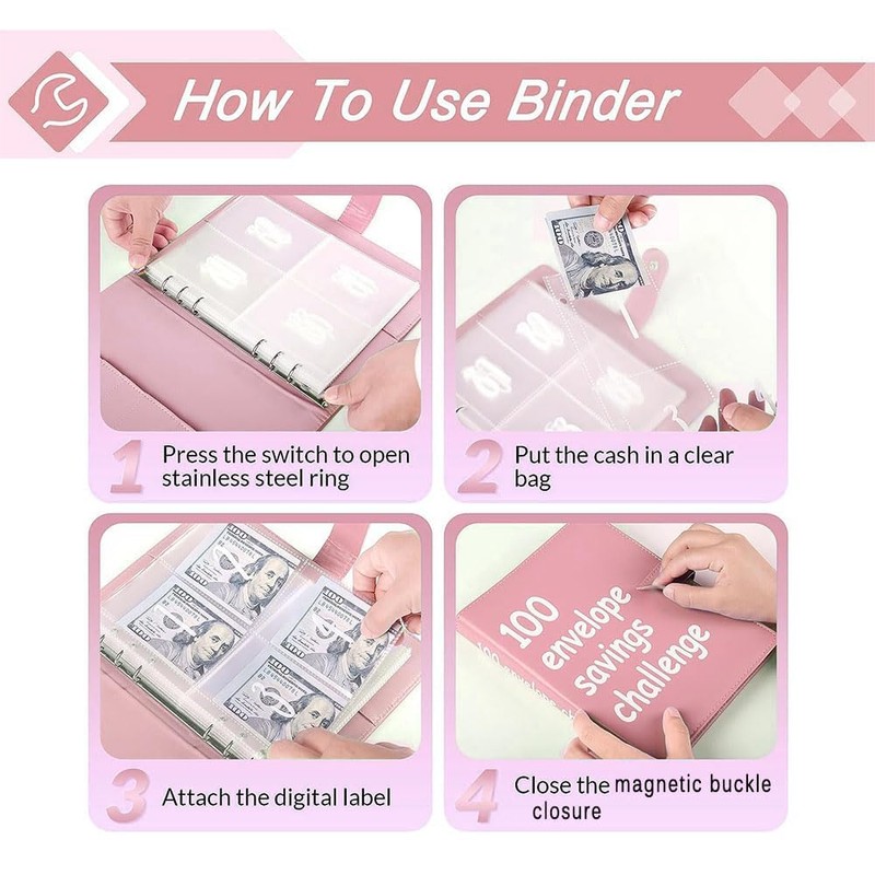 AASLOB 100 Envelopes Money Saving Challenge, 100 Envelope Challenge Binder,