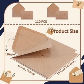 110x Siumir envelopes DIN B6 (6.9 x 4.9 inches) - Premium envelopes in Kraft Brown with Pointed Flap - 120 g/m² Paper - for documents, Invitations & Greeting Cards