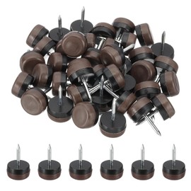 PATIKIL 0.7" Dia Chair Slides, 40 Pcs Nail on Furniture Glides Chair Leg Floor Protectors for Wooden Furniture, Table Feet, Carpet and Hardwood, Brown