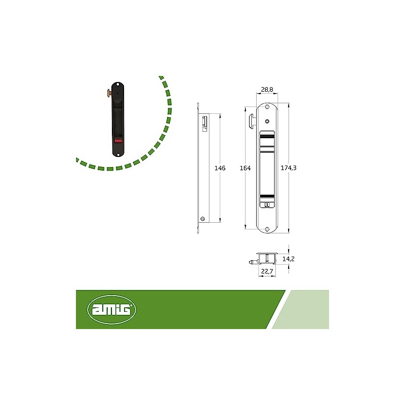 Amig Model 3800 22659 Mortice Lock for Window and Sliding