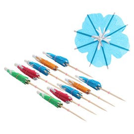 UUYYEO 100 Pcs Flower Umbrella Toothpicks Little Paper Drink Umbrellas Mini Cocktail Picks Decorative Food Tooth Picks Floral Cupcake Toppers Wooden Cocktail Sticks
