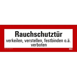 Sticker Prohibition Sign "Smoking Protection Door Wedge, Adjust, Tie or Similar Prohibited" Film According to DIN 4066 | 297 x 105 mm Made in Germany