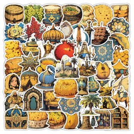 RGBEE Vintage Middle Eastern Elements Stickers, 50 Pieces, Waterproof Graffiti Stickers for Scrapbook, Journal, Laptop, Bicycle, Suitcase, Kindle, Motorcycle, Skateboard, Car