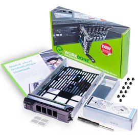 WorkDone 3.5 inch Hard Drive Caddy Tray Compatible for Dell PowerEdge Servers - with 2.5 inch HDD Adapter NVMe SSD SAS SATA Bracket - Simply and Easy Carrier Setup with Installation Manual