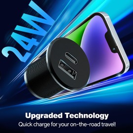 Acegoo RV USB Outlet All-Aluminum Type A + Type C Ports 12V/24V USB Charger, Recessed Mount 24W High-Speed Charging Socket, PD3.0 & QC3.0 Fast Charger for Camper Trailer Van Car Boat Golf Cart (2Pcs)