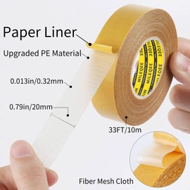 MILEQEE 2Pack Double Sided Tape Heavy Duty, 0.79" x 33FT (66FT Total), Universal High Tack Strong Wall Adhesive with Fiberglass Mesh, Super Sticky Resistente Clear Tape, Easy Use Mounting Tape