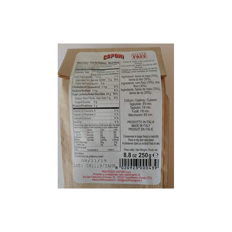 Caponi Gluten Free Pasta - Maccheroni