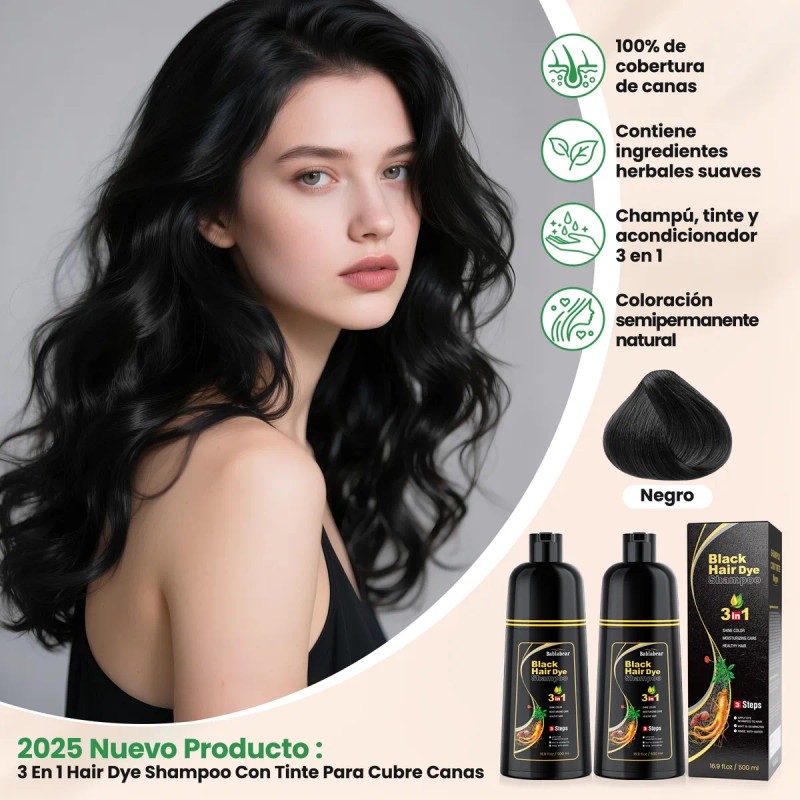 Shampoo Para Canas 500ml Natural Jengibre Tinte Cubre Canas