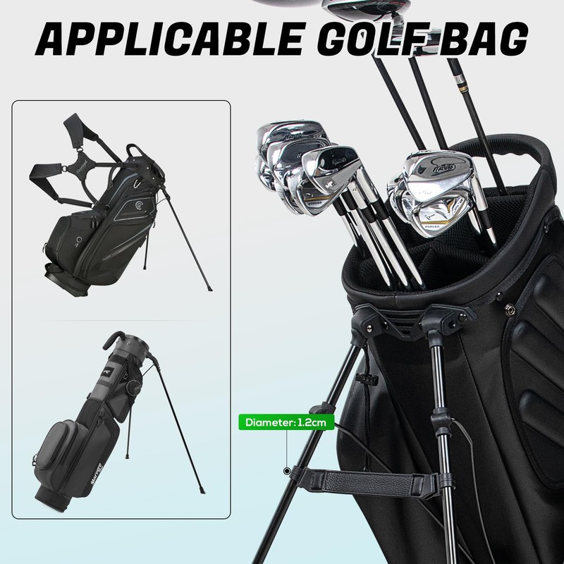 Golf Stand Bag Leg Tether Strap Adjustable Black PU Leather