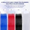 AMOLEN 3D Printer Filament, Flexible TPU Filament Bundle, 1.75mm TPU
