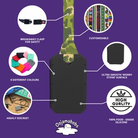 Taggles Chew Necklace - Discreet Adult/Teen Jewellery - Autism ADHD Stimming/Anxiety Aid - Black with Lanyard/Cord (6 Designs Available) (Football, 54cm Lanyard)