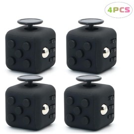 Appash Fidget Cube 4PCS Stress Anxiety Pressure Relieving Toy Great for Adults and Children[Gift Idea][Relaxing Toy][Stress Reliever][Soft Material](4Black&Black)
