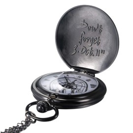 JewelryWe Vintage Fullmetal Alchemist Edward Elric's Pocket Watch Black with 31.9 Inches Chain for Christmas Xmas