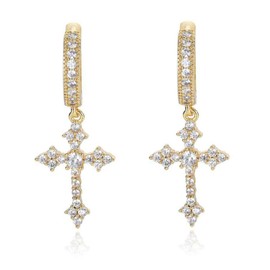 TKMIRA Pendientes de aro chapados en oro de 14 quilates y plata para hombres y mujeres, hipoalergénicos con circonita cúbica, circonita