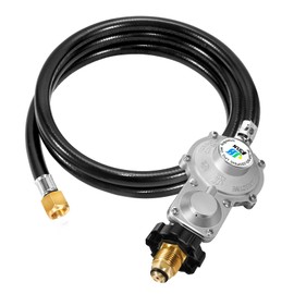 GasSaf 5FT 2 Stage Propane Regulator with Hose, Dual-Stage Propane Regulator for RV, Generator, Camp Stove, Gas Grill, and Heater - CSA Certified