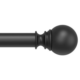 Black Curtain Rod for Windows 48 to 84 inch, Adjustable 1 inch Diameter Heavy Duty Long Curtain Rods with Brackets