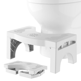 Foldable Toilet Stool for Adults, Non-Slip Bathroom Squatting Stool Portable Poop Stool Squat for Adult Kids Seniors, Toilet Assistance Potty Foot Step Stool, No Installation Required, White